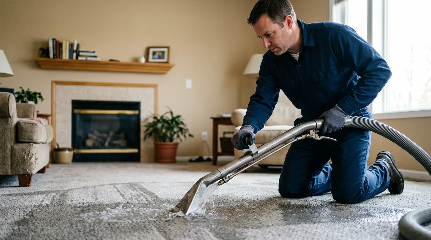 Water damage restoration technician working near Dundee, OH